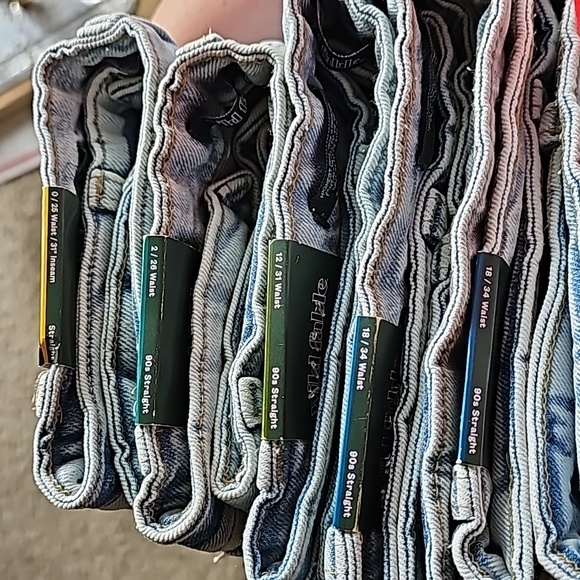 15.Women's Super-High Rise Distressed Straight Jeans - Wild Fable Light Wash - Picture 5 of 7